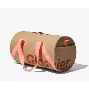Glossier Pink and Tan Duffel Bag